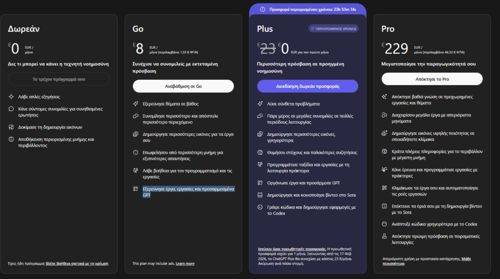 ChatGPT Go Ελλάδα